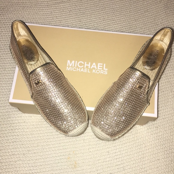 michael kors gold slip on shoes